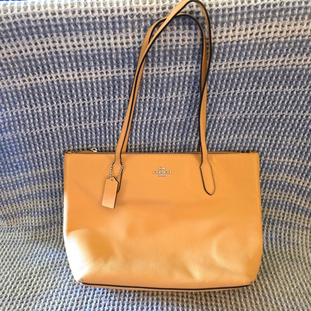 Coach Tan/Yellow Leather City Tote